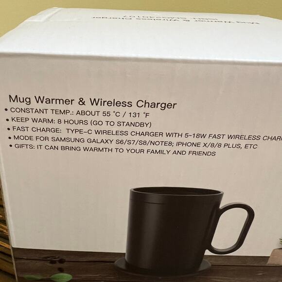 Mug Warmer & Wireless Charger Black New In Box - Picture 2 of 4